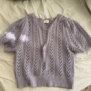 aritzia wilfred crochet v-neck sweater